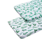 Onacosht Pack n Play Sheets 2 Pack for Baby Unisex, Stretchy Jersey Knitted Portable Mini Crib Sheets Playard Mattress Cover for Baby Boys and Girls, Watercolor Green Botanical Leaf