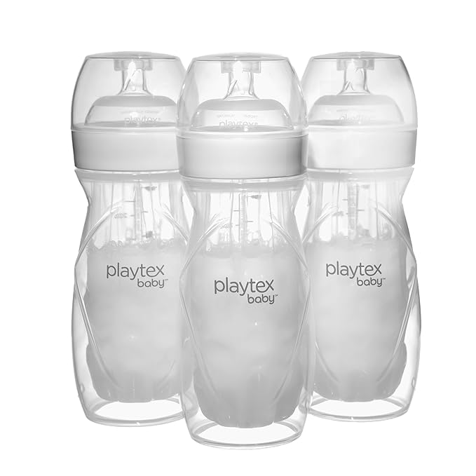Playtex Baby Anti-Colic Nurser Bottle with Pre-Sterilized Disposable Drop-Ins Liners, 8 Oz Bottles (3 Count), Bottles for Newborn and Breastfeeding Babies, Feeding Essentials