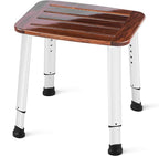 Bathroom Shower Bench Bath Stool Bathtub Seat Spa Chair Foot Rest Step, Height Adjustable Lightweight Waterproof and Rustproof, Teak