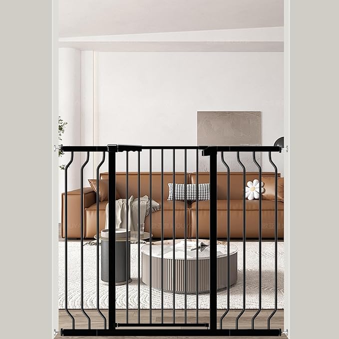 ALLAIBB Black 40.55" Extra Tall Wide 29.92-46.06" Baby Gate Pressure Mounted Walk Through Child Kids Safety Toddler Tension Pet Dog Gates with Extension for Doorways Kitchen