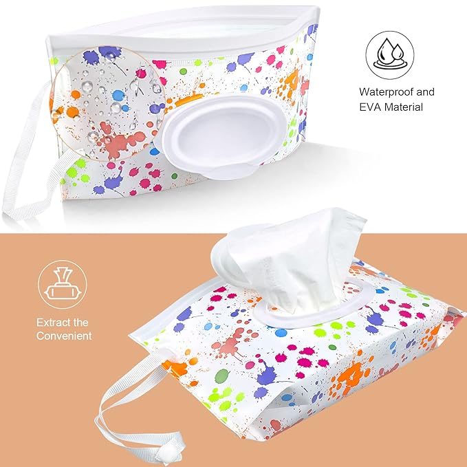 6pcs Portable Wet Wipes Pouch, KALYLOC Reusable Baby Wipe Dispenser Pouch Container, Eco Friendly Travel Wet Wipes Holder with Sealed Zipper