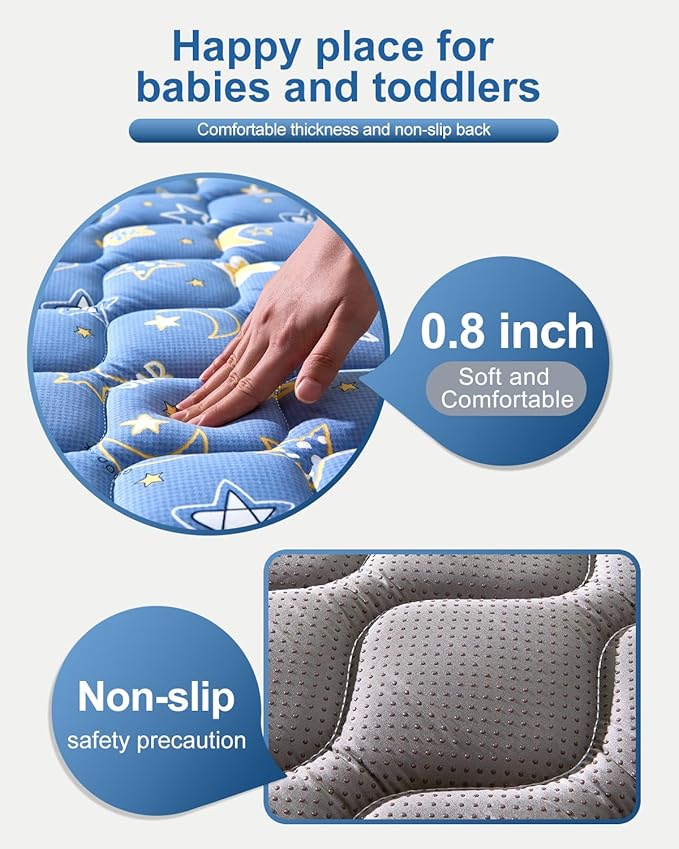 Odorless Premium Foam Baby Play Mat 59" x 59", Soft Microfiber Fabric Crawling Mat for Floor- Comfortable and Hypoallergenic, Non-Slip Cushioned Floor Playpen mat for Infants,Babies,Toddlers