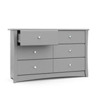Storkcraft Crescent 6 Drawer Double Dresser (Pebble Gray) – GREENGUARD Gold Certified, Nursery Dresser for Kids Bedroom