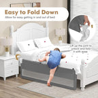 BABY JOY Bed Rails for Toddlers, 71'' Extra Long, Swing Down Bed Guard w/Safety Strap, Folding Baby Bedrail for Kids Twin, Double, Full Size Queen & King Mattress (71-Inch, Gray)