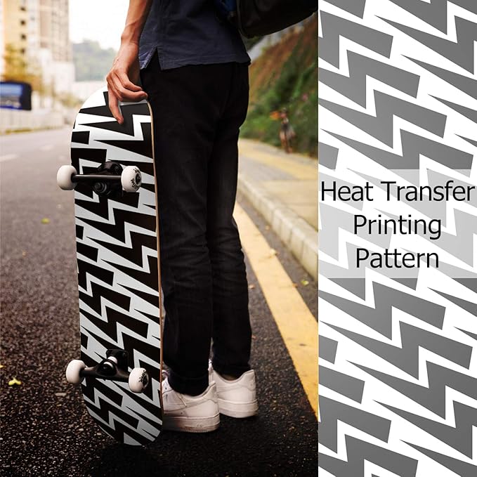 WhiteFang Skateboards for Beginners, Complete Skateboard 31 x 7.88, 7 Layer Canadian Maple Double Kick Concave Standard and Tricks Skateboards for Kids and Beginners