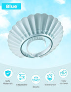 Kids Shower Cap, Baby Hair Washing Shield, Bath Visor for Toddlers, Bathing Head Face Eye Ear Protector, Air Cushioned Shampoo Caps with 20-Size Adjustment for 6Month+ to Adult (Blue)