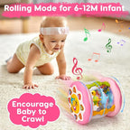 Baby Musical Light Up Toys 0-6 Months Tummy Time Ocean Projector Rotating Infant 0-3 4 5 6 7 8 9 Months Baby Aquarium Crawling Pink Toys Babies 6-12 Month Girls 1 2 Year Old Birthday Newborn Gifts