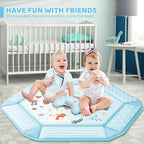 Baby Gym Play Mat, 8-in-1 Tummy Time Mat & Ball Pit with 6 Toys, Washable Baby Activity Mat for Visual, Hearing, Sensory, Motor Development, Baby Gift for Newborn Infant 0-3-6-9-12 Months (Blue)