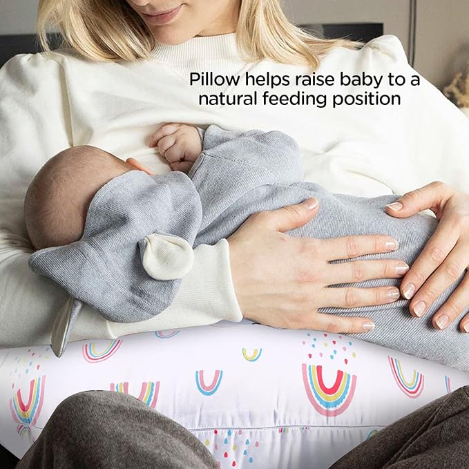 Plushii Nursing Pillow, Breathable Nursing Pillows for Breastfeeding, Breast Feeding Pillows for Mom, Breastfeeding Pillows for Bottle Feeding, Tummy Time, Sitting Support - Rainbow World