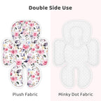 Infant Car Seat Insert, 2-in-1 Reversible Baby Carseat Head Support for Newborn, Soft Carseat Insert Cushion for Baby Girls, Adjustable Baby Headrest for Strollers
