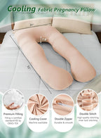 Meiz Pregnancy Pillows, Pregnancy Pillows for Sleeping Cooling, U Shaped Full Body Pillow for Adult, Rayon Cover from Bamboo, Light Apricot
