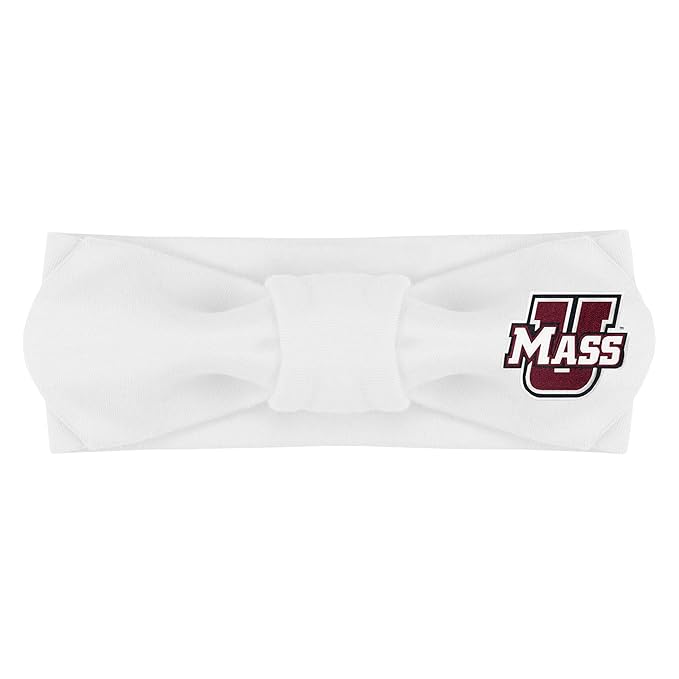Creative Knitwear UMass Minutemen Infant Girls White Solid Hair Knot Headband Embroidered Logo - Size Newborn - 4T