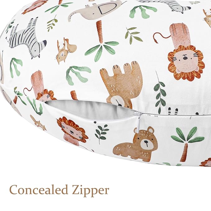 Nursing Pillow Cover, Removable Nursing Covers for Breastfeeding Pillows, Stretchy and Soft Fit for Baby Girls Boys Newborn, Animal (Only Cover)