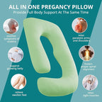 Sasttie Pregnancy Pillows for Sleeping, U Shaped Cooling Full Body Pillow with Removable Cover, Pregnant Women Must Haves, Maternity Essential, Light Green