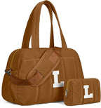 Girls Trendy Stuff-Duffle Bag with Letter, Carry On Bags for Women，Overnight Bag with Wet Pocket，Lightweight Travel Bags Personalized Gym Tote with Makeup Pouch