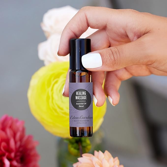 Edens Garden Healing Massage Essential Oil Roll-On Blend- 100% Pure Premium Grade, Natural, Therapeutic, Aromatherapy, Kid & Skin Safe, The Best for Comfort, Tension Pre-Diluted 10 ml (.33 fl oz)