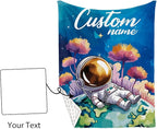 Personalized Baby Crib Bedding Set - Mysterious Space Theme Nursery Bedding Sets 3 Piece with Custom Name Blanket, Fitted Crib Sheet & Changing Pad Cover – Ideal Newborn Gift for Boys