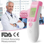 Digital Non-Contact Infrared Forehead Thermometer for Adults, Kids, and Baby, 3-in-1 Medical Grade Thermometer with Fever Indicator, Instant Reading, Backlit LCD Display