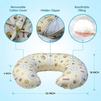 Nursing Pillow, Breastfeeding Pillow with Removable Cover, Ergonomic Breast Feeding Pillow, Baby Feeding Support Cushion for Mom Easier Breastfeeding- Original Size/Honey Bee