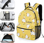 Cartoon Duck Yellow Custom Kids Backpack 16.5 Inch for Boy Girl, Personalized Waterproof Child School Travel Bag with Name, 16.5’’ X 12.2’’ X 5.9’’