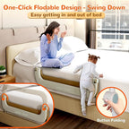 Bed Guard Rail for Toddlers - 59" Adjustable Heights & Folding up Portable Bed Railing for Baby - Toddler Bed Rails Guard for Crib, Twin, Bunk,Full Size, Queen & King Bed