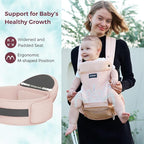 Momcozy Baby Carrier with Hip Seat, 2-in-1 Forward-Facing Carry for Active Babies, Detachable Hands-Free Carrier up to 44lbs, Breathable Infant Carrier Fits Waist Sizes up to 45 Inches, AirMesh Pink