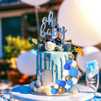 75 Pieces Cake Balls Topper Decorations Foam Cupcake Topper Mini Balloon Cake Topper Balls Cake Picks for Cake Deco Birthday Party Wedding（Blue Gold White Series）