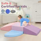 Climbing Foam Blocks for Toddlers: PU Leather Foam Blocks for Kids Active Play - Toddler Climbing Toys Indoor - Durable Playground Gym Preschool Toddler Toys for Boys and Girls (Purple/Pink)
