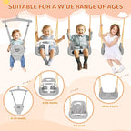 4-in-1 Swing Set & Baby Jumper and Bouncer for Toddler, Heavy Duty Baby Swing Set with Foldable Metal Stand for Indoor & Outdoor Play, Adjustable Swingset for Toddler (White)