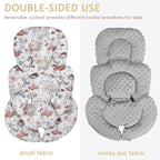 Infant Car Seat Insert, Car Seat Head Support Baby Girls Boys, Soft & Reversible Newborn Carseat Insert Cushion with 2 Strap Covers, for Stroller, Swing, Bouncer (Gray Animals)