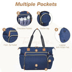 Diaper Bag Tote, Large Baby Diaper Bags Waterproof, Hospital Bag for Labor Delivery with Pacifier Case, Changing Pad, Shoulder Strap, Dark Blue