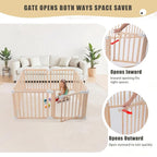 Foldable Wooden Playpen, Large Baby Wood Playpen with Locking Gate for Babies and Toddler 1-3 Year, Portable Play Yard for Activity Center Indoor Outdoor(Wood, 8 Panel)