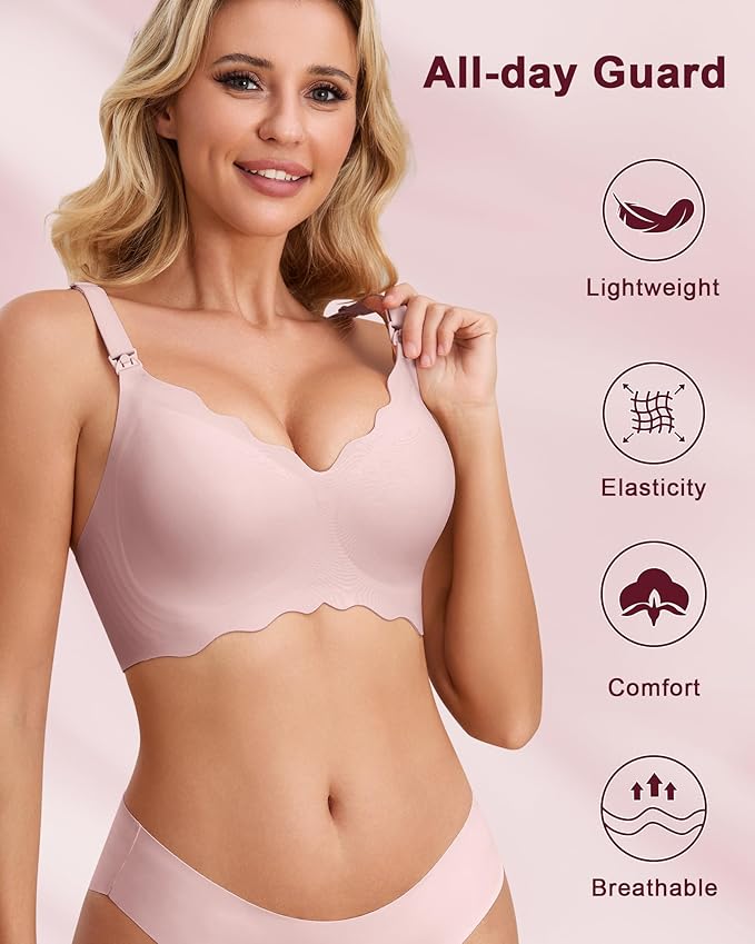 QDN 3 Pack Nursing Bras for Breastfeeding Pregnancy Bras for Women Maternity Nursing Bra Sleep Bras for Women