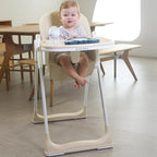 3 in 1 Baby High Chair with Wheels, Adjustable 5 Point Harness, Tray, Foot Rest, Backrest and Seat Height, Foldable High Chair for Toddlers, Beige
