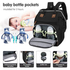 DERJUNSTAR Baby Diaper Bag Backpack, Diaper Changing Station, Baby Bags for Boys Girls,Waterproof Changing Pad,USB Charging Port,Pacifier Case, Sunshade and Toy Bar,