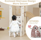 YUFU 8 in 1 Toddler Slide Set, Kids Slide for Toddlers Age 1-3, Toddler Playset with Climber, Basketball Hoop and Ball, Outdoor Indoor Playground for Toddlers 1-3 (Beige+Coffee)