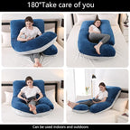 Pregnancy Pillow J-Shaped Full Body Pillow, 59 inch with Velvet Cover Easy to Remove and Wash, Support Pregnant Women's Backs Legs and HIPS, Improve Sleep,Pregnancy Pillow for Women ，Blue Grey