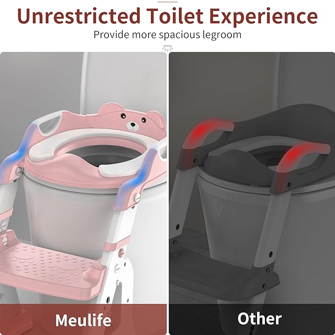 Potty Training Seat, Upgrade 2 in 1 Potty Training Toilet for Toddler, Toddler Toilet Seat for Boys Girls with Splash Guard, Anti-Slip Pad and Step Stool (Pink)