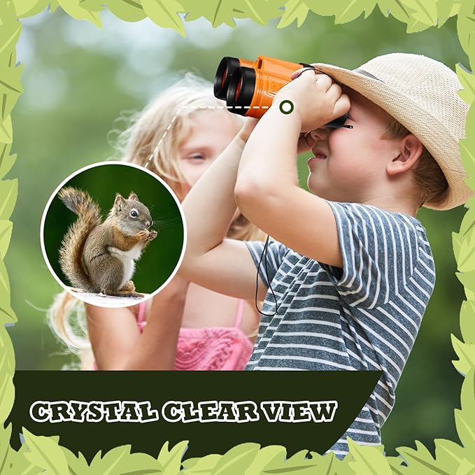 Libima 24 Pcs Binoculars for Kids Educational Compact Kids Binoculars with Neck String Toddler Telescope for Boys Girls Learning Bird Watching Camping Hiking Travel Safaris Birthday Gifts(Orange)