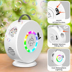 Bubble Machine Automatic LED Lights Bubble Blower for Kids Rechargeable Portable Bubble Maker Auto Rotating 90°/360° Outdoor Birthday Party Wedding (Led White)