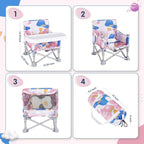 Portable Baby Booster Seat with Tray, Toddler Booster seat for Dining, Camping, Travel, Baby Beach Chair 6 Months to 3 Years Old Indoor Outdoor Use CH2408