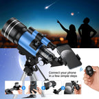 Astronomical Telescope for Kids, 70mm Aperture, 400mm Focal Length, 24-180X Magnification, Fully Multi-Coated Optics, AZ Mount with Tripod