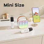 YLL Mini Karaoke Machine for Kids Adults, Portable Bluetooth Speaker with 2 Wireless Microphones,Toys Birthday Gifts for Girls 3, 4, 5, 6, 7, 8, 9, 10, 11, 12+ Years Old Toddler Teens(White)
