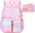 Kawaii Backpack, Pink Backpack for Girls, Kid Starry Rainbow Bookbag, Cute Backpack for Kids, Aesthetic Backpack, Pink