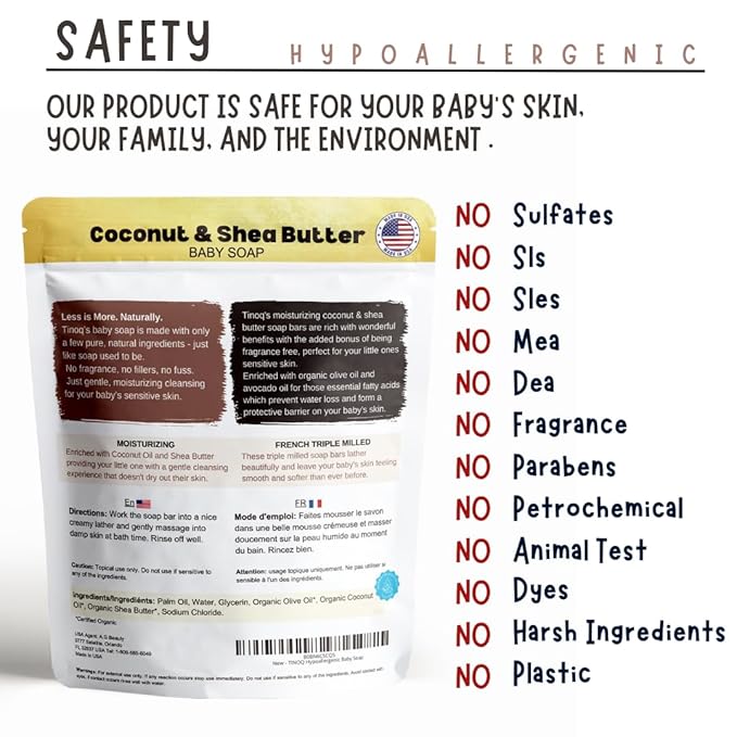 Unscented Baby Soap Bar for Sensitive Skin | Only 7 Ingredients | Gentle Wash for Babies, Toddlers, Kids, and Adults | Organic and Natural Ingredients | 2 Bars