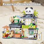 Panda Tea Shop Mini Street Scape Building Blocks, Panda Creative Building Toys for Girls 6-12, Gift Idea for Kids Adults (860PCS)
