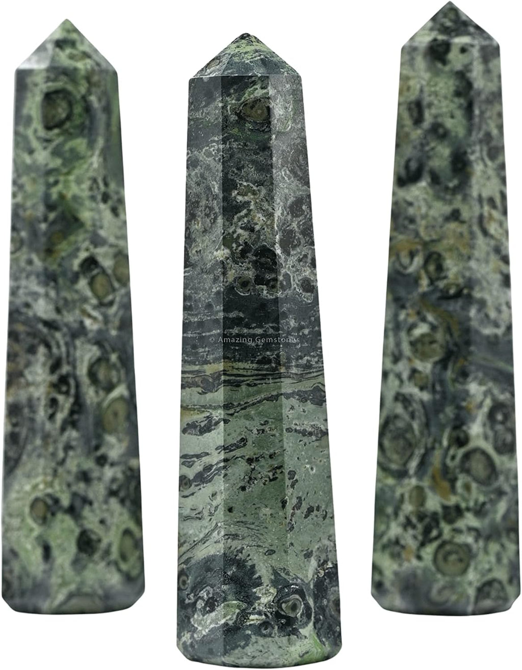 Amazing Gemstone Kambaba Jasper Crystal Towers ~ Natural Healing Crystal Point Obelisk for Reiki Healing and Crystal Grid (3- Inch)