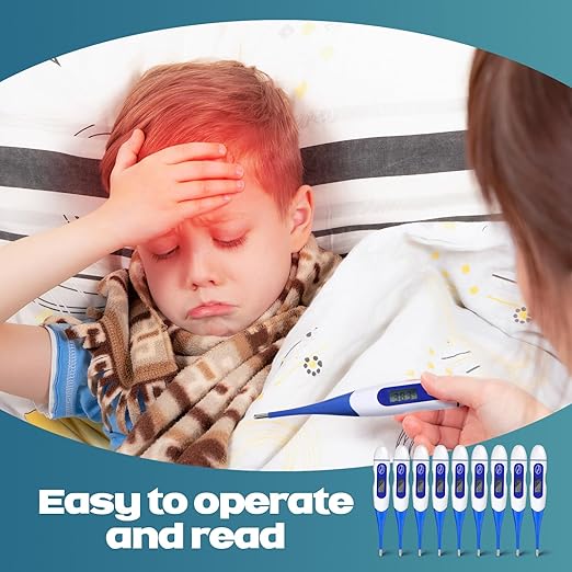 TrelaCo 36 Pcs Thermometer for Adults Digital Oral Thermometer for Fever Basal Body Fast Reading Flexible Tip for Underarm Rectal Mouth Temperature Measurement (Blue)