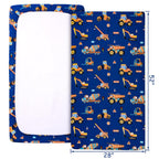 UOMNY Crib Sheet 52x28 Baby Sheet for Boys Breathable Fitted Crib Sheet for Standard Crib and Toddler Mattress Toddler Sheet Engineering Vehicle Blue