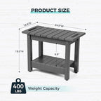 Waterproof Shower Bench, 24" Poly Lumber Shower Stool for Shaving Legs, Shower Chair Seat with Storage Shelf and Handles, Bathroom Bench for Inside Shower, Non-Slip (Grey)